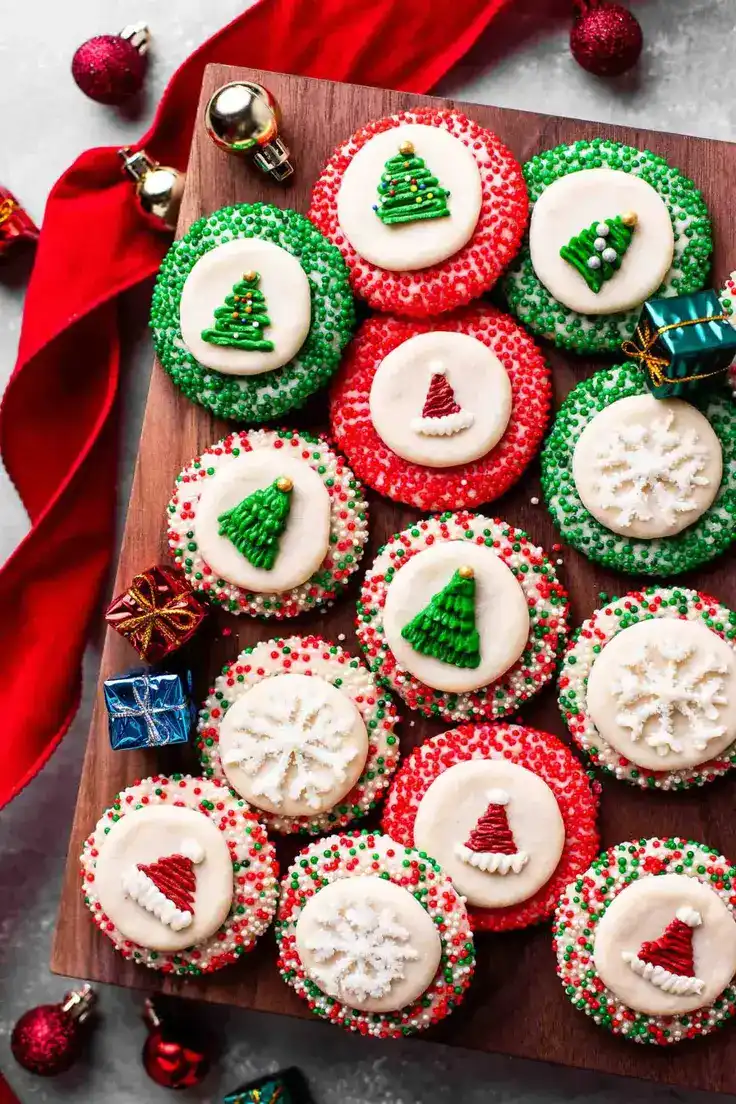 Stacked Christmas Sprinkle Cookies Recipe by Eats Delightful