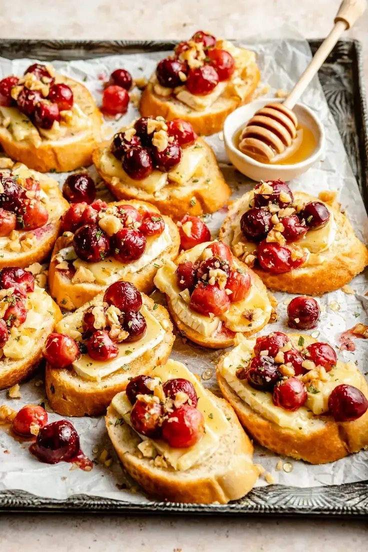 Roasted Grape and Brie Crostini Recipe by Ambitious Kitchen
