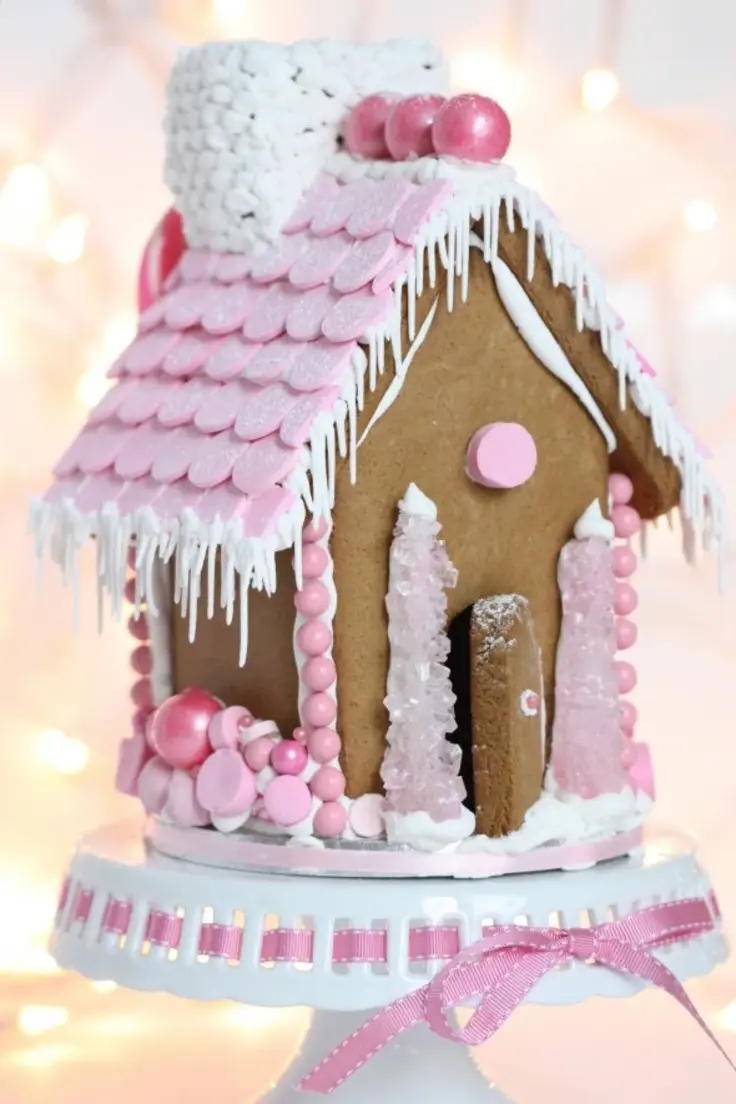 Pink Gingerbread House Template by Sweetopia
