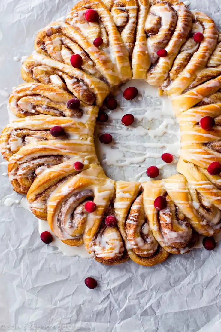 Cinnamon Roll Wreath Recipe by Sally's Baking Addiction
