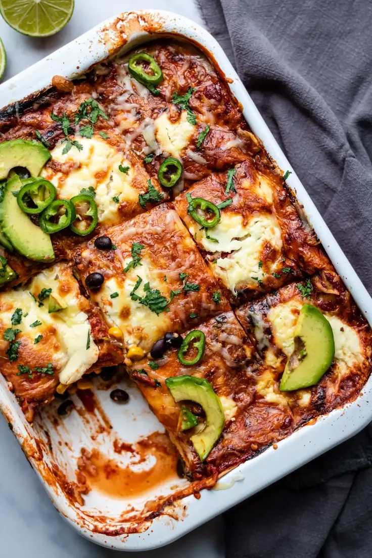 Vegetarian Enchilada Casserole Recipe by The Last Food Blog
