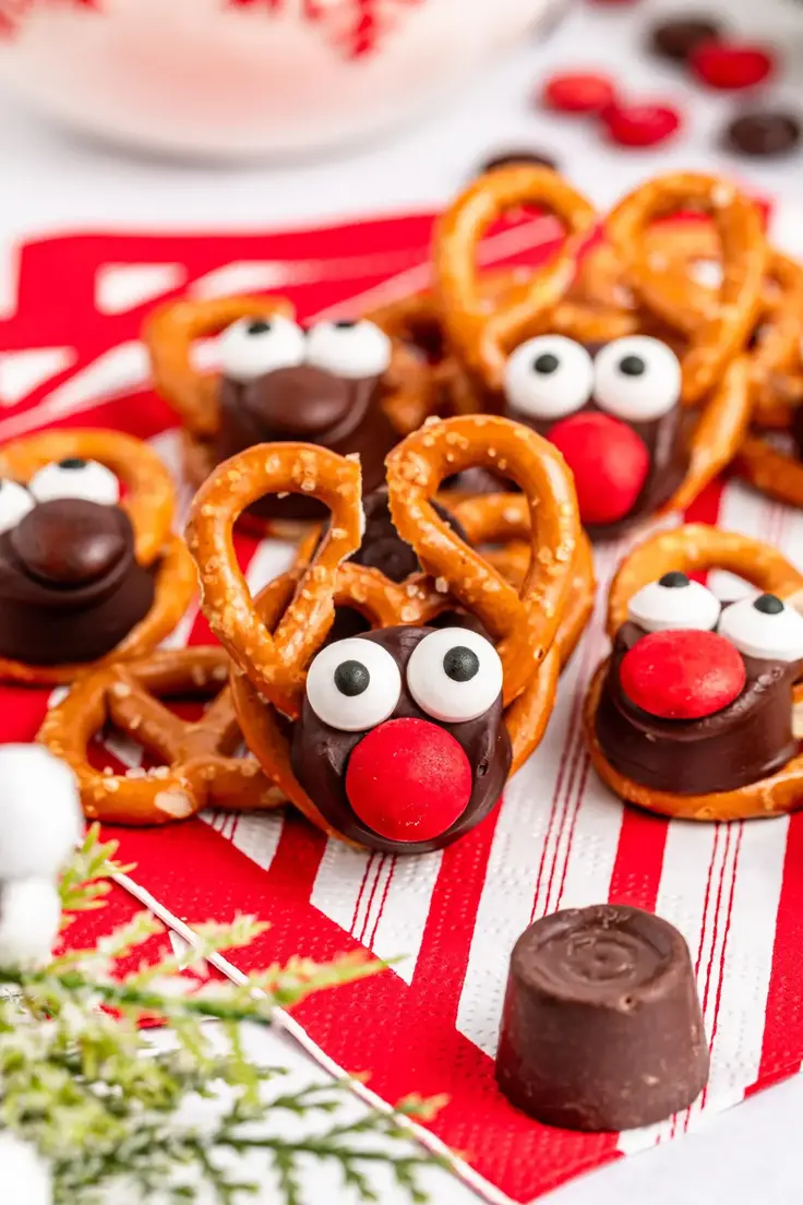 Reindeer Rolo Pretzels Recipe by She's Not Cookin'
