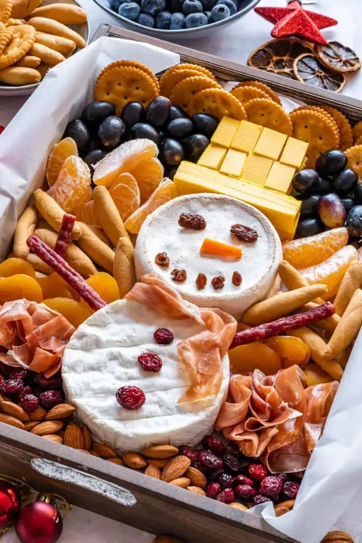 Snowman Cheese Board Recipe by Appetizer Addiction
