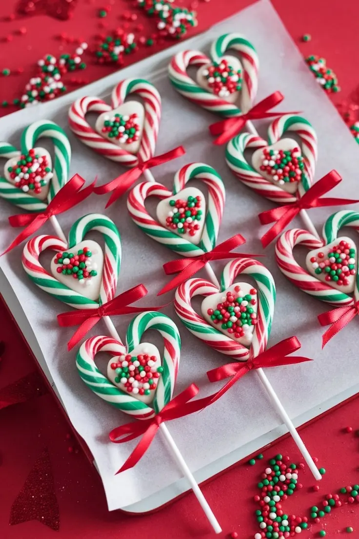 Candy Cane Heart Lollipops Recipe by Emma's Cake Studio
