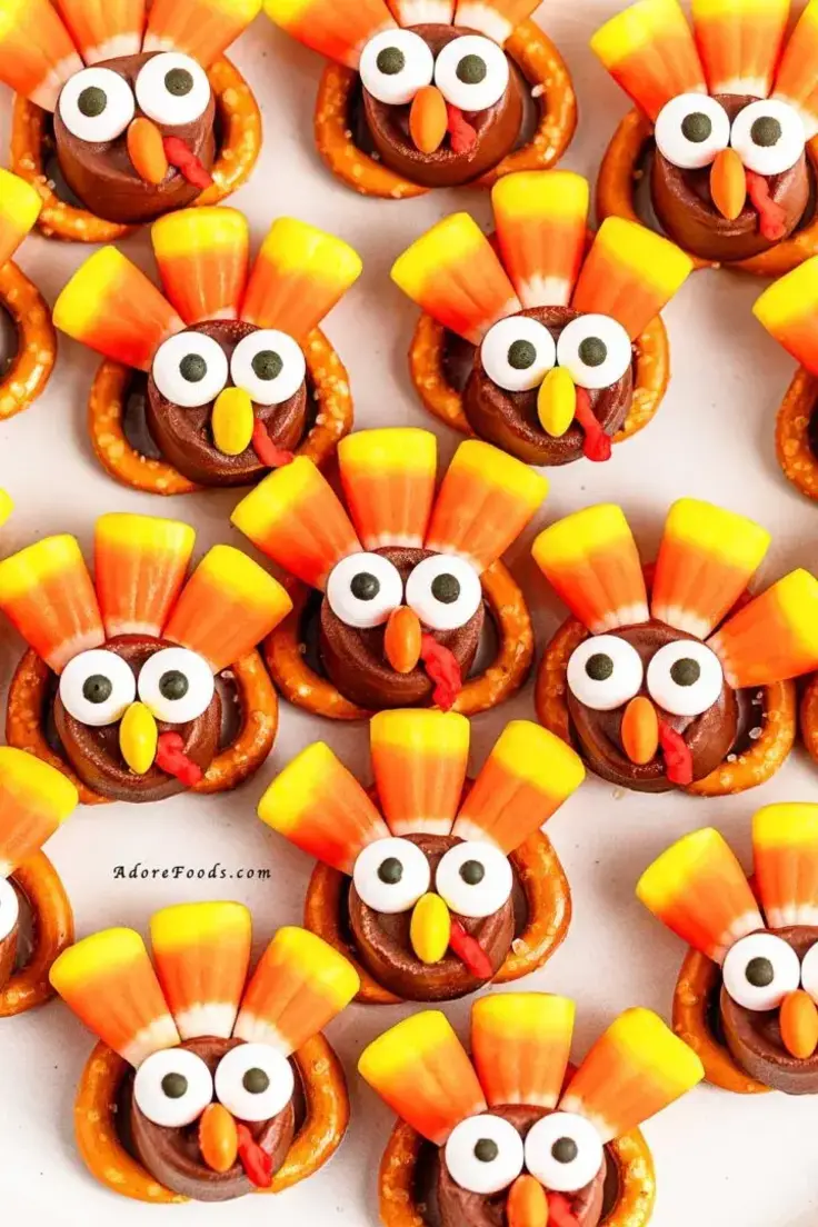 Rolo Pretzel Turkeys (Easy Thanksgiving Treats) Recipe by Adore Foods