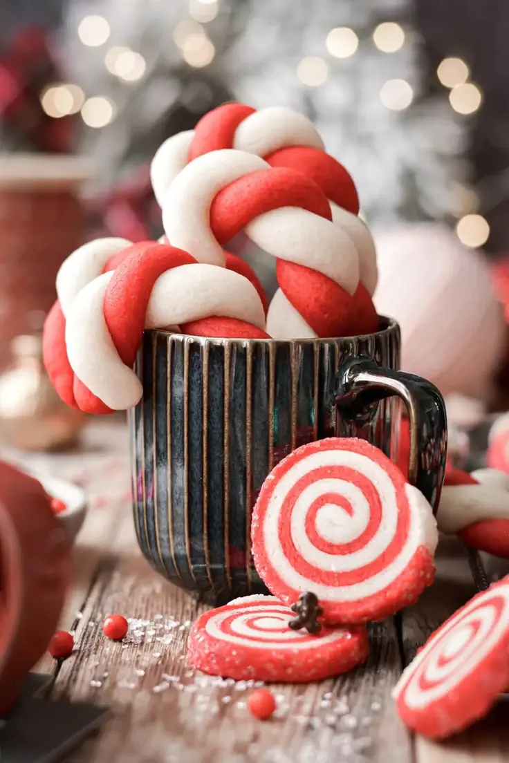 Old Fashioned Candy Cane Christmas Cookies and Pinwheel Cookies Recipe by Curly Girl Kitchen