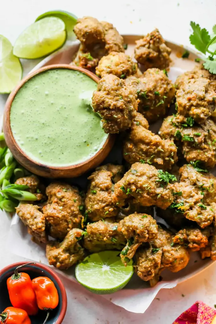 Jerk Cauliflower Wings with Mojo Sauce Recipe by Dishing Out Health
