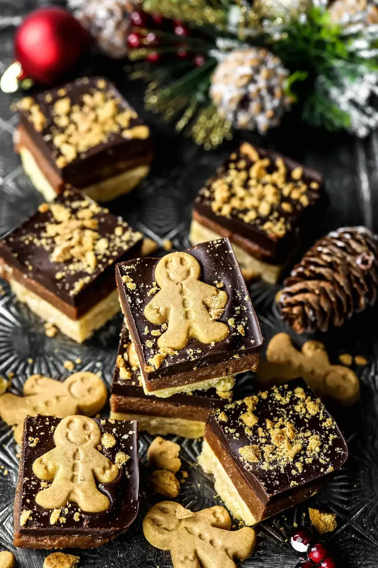 Gluten-Free Vegan Gingerbread Millionaires Shortbread - Nadia's Healthy Kitchen