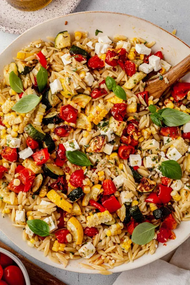  Roasted Vegetable Pasta Salad Recipe by What Molly Made
