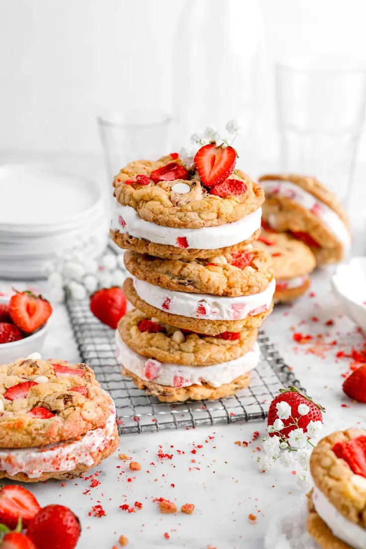 Strawberries and Cream Ice Cream Sandwiches!
