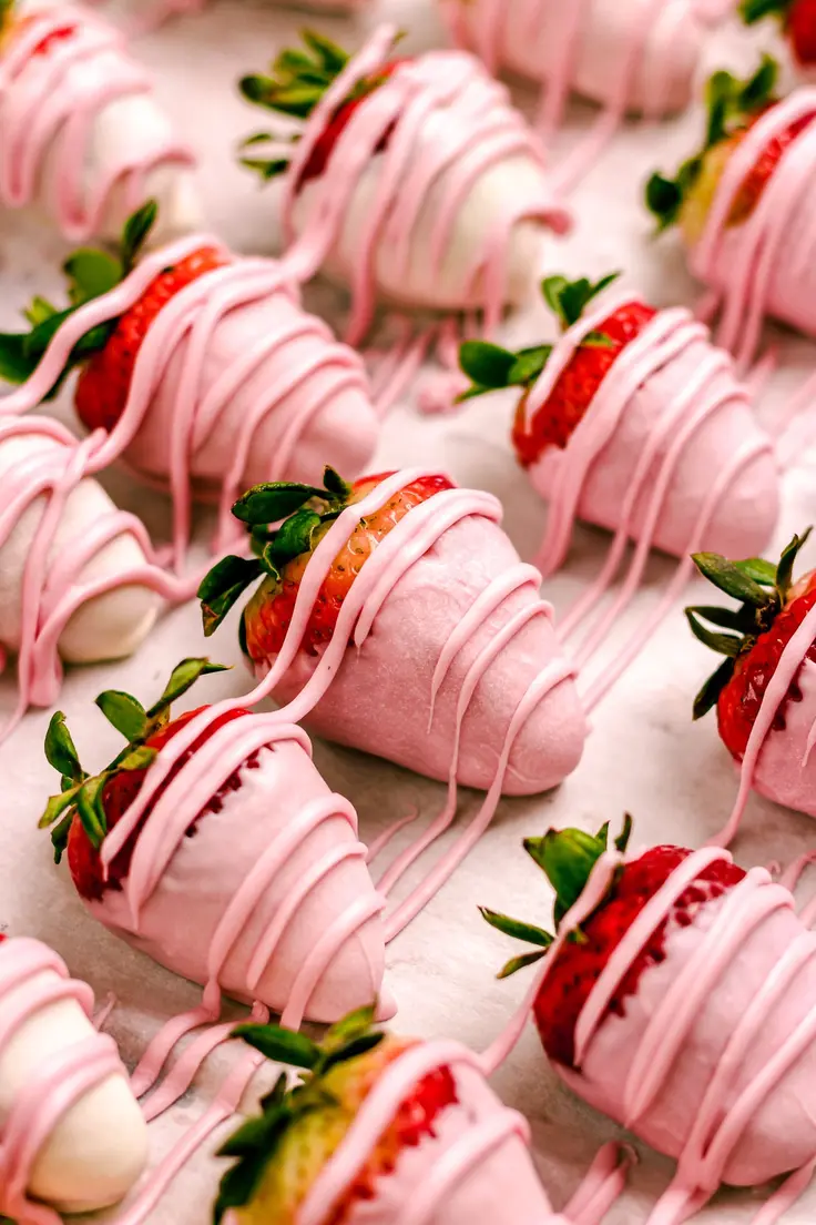 Pink Chocolate Covered Strawberries Recipe by Baked Abundance
