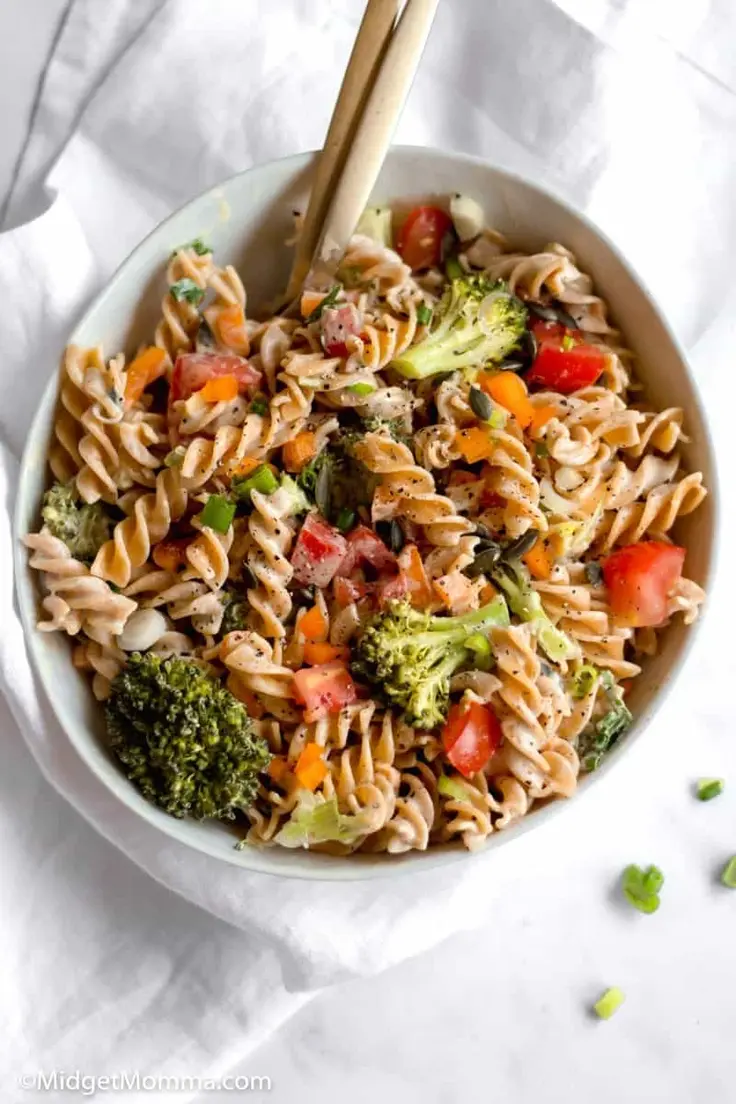 Creamy Tahini Pasta Salad Recipe by Midget Momma
