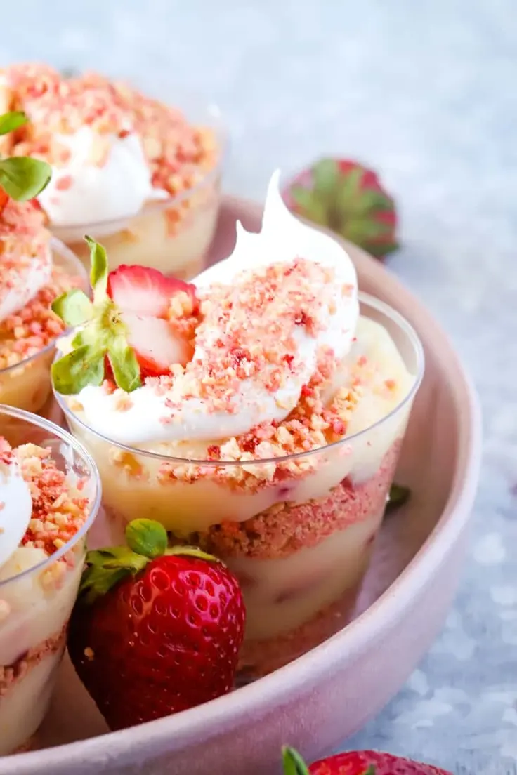 Strawberry Shortcake Pudding Cups Recipe by The Seaside Baker
