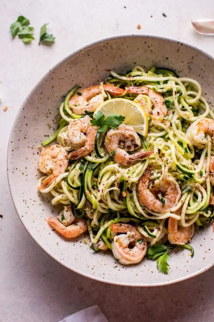 15 Minute Garlic Shrimp Zoodles 
