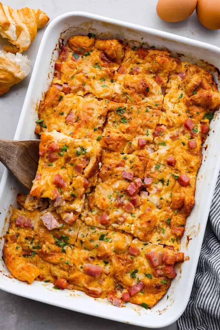 Ham and Cheese Croissant Casserole 
