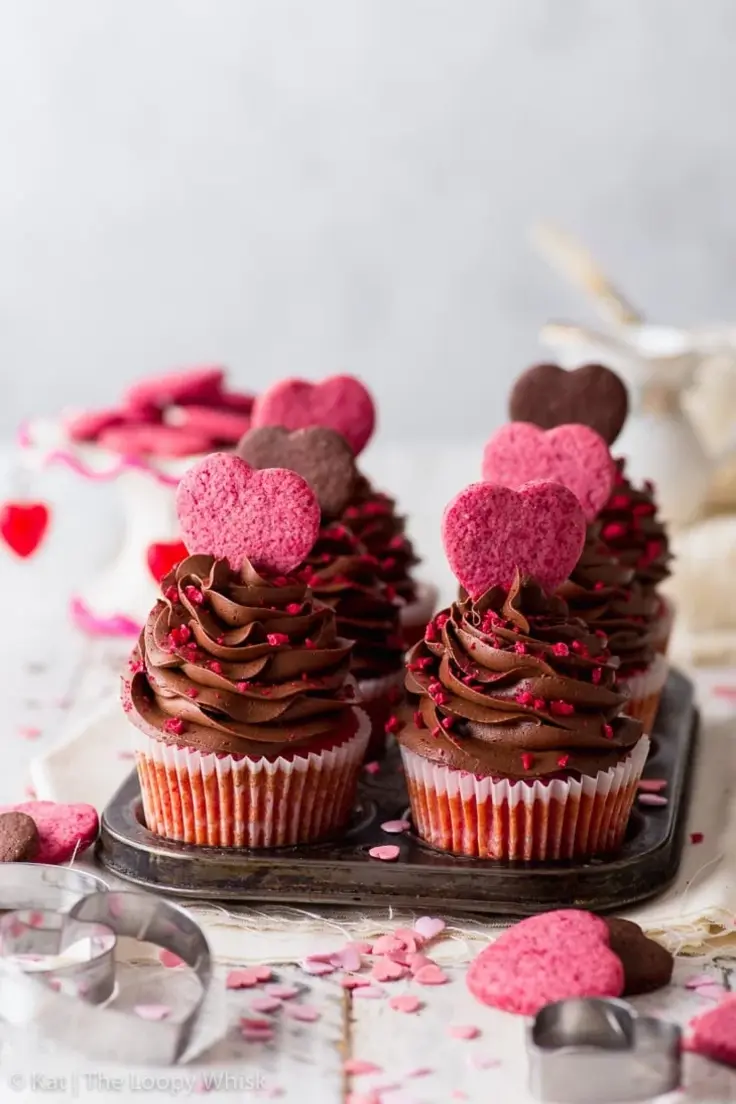 Raspberry & Chocolate Valentine’s Cupcakes Recipe by The Loopy Whisk
