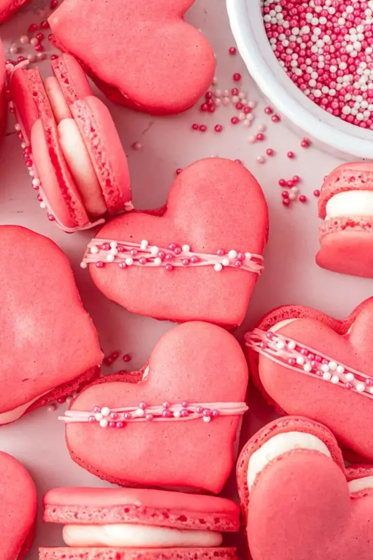 Heart Macarons with Vanilla Buttercream & Free Template 