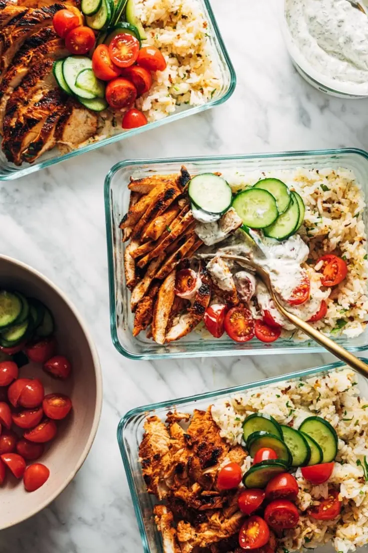 Buffalo Chicken Bowls with Cauliflower Garlic Rice Recipe by Pinch of Yum
