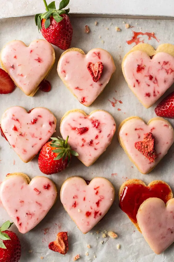 Valentine’s Day Strawberry Shortbread Cookies Recipe by Emma Duckworth Bakes
