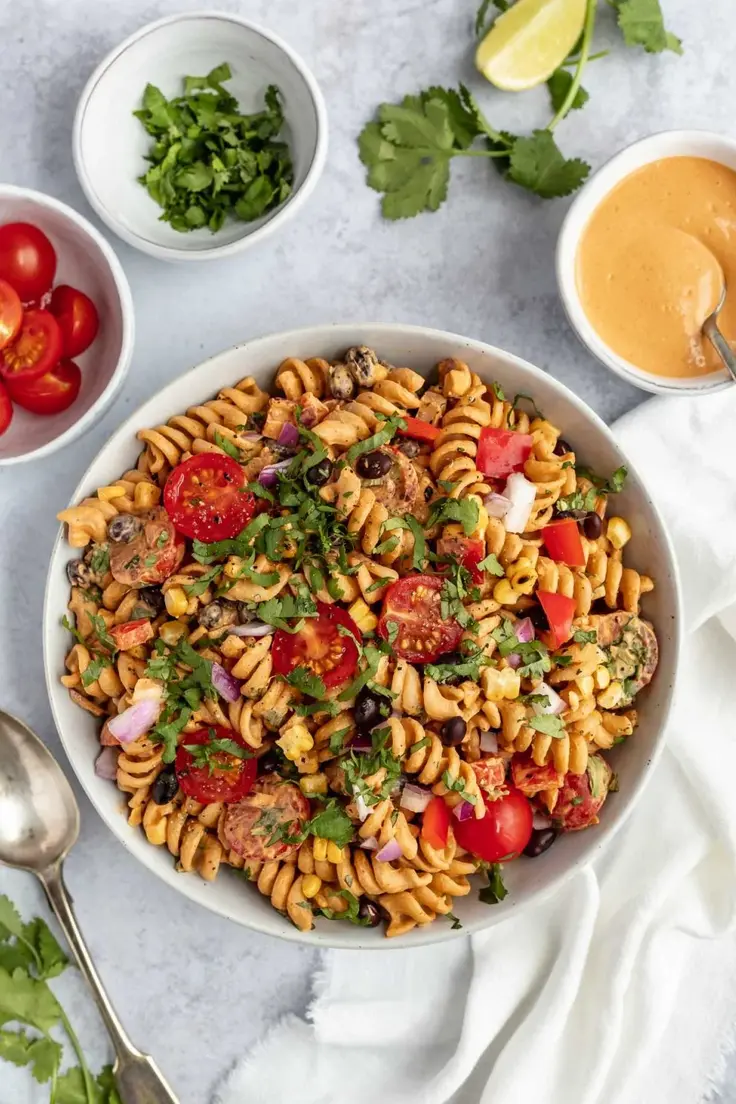 Creamy Vegan Southwest Pasta Salad 
