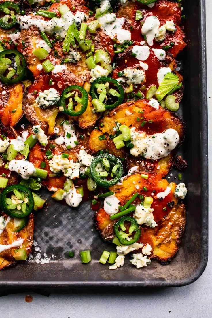 Smashed Buffalo Potatoes Recipe by Platings + Pairings