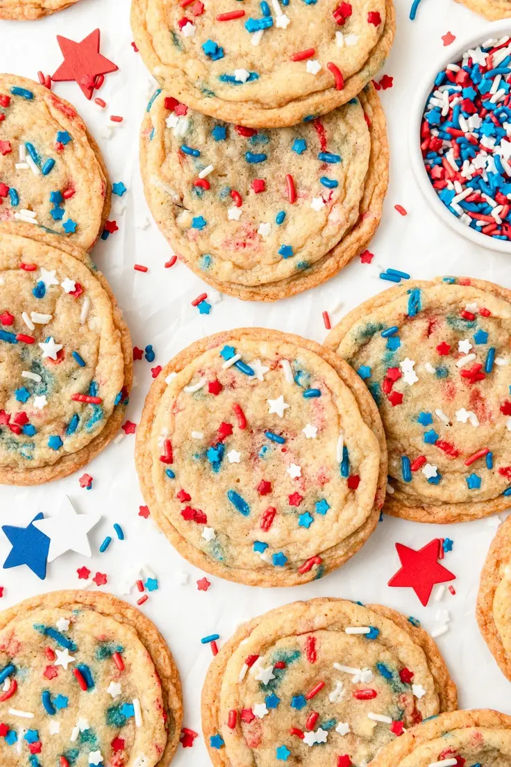 4th of July Sugar Cookies with Sprinkles Recipe by Barley & Sage
