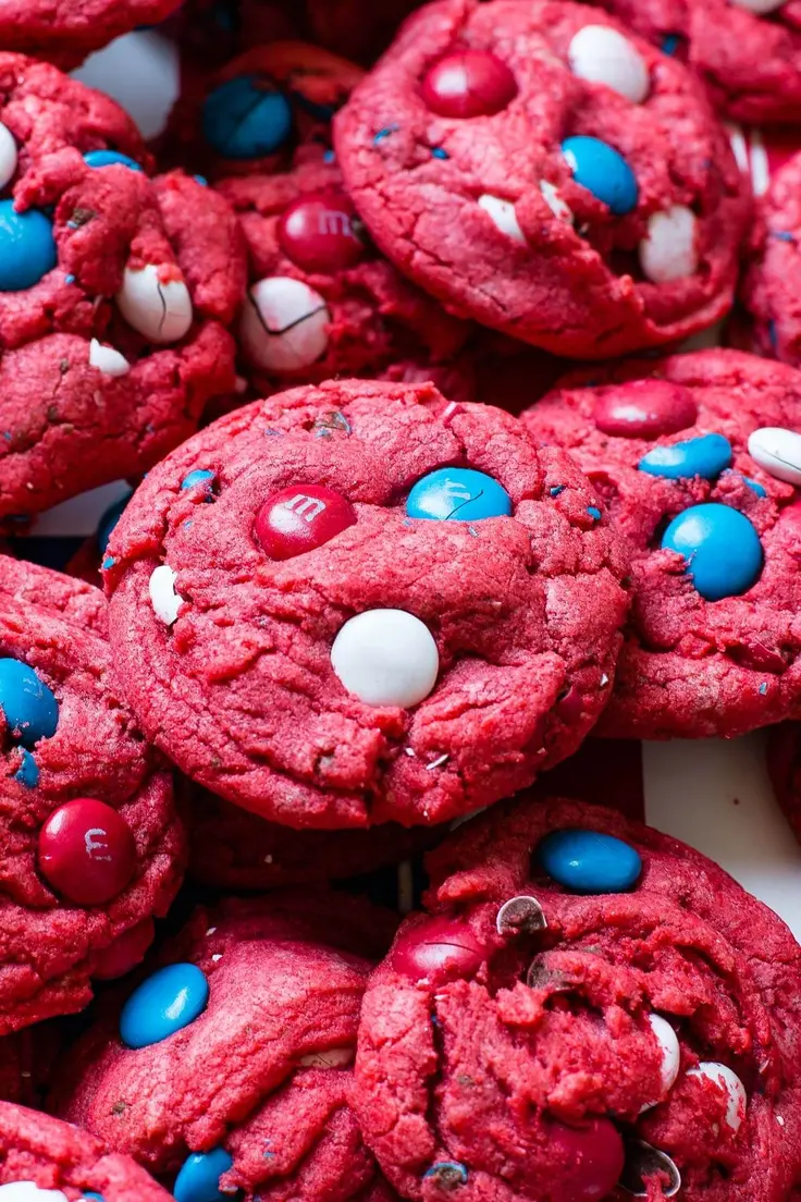 Red White and Blue Red Velvet Cookies Recipe by Oh Sweet Basil