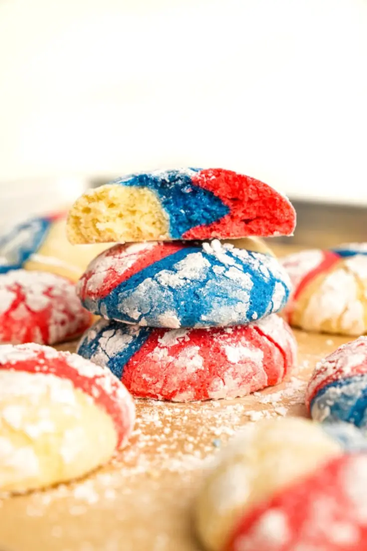 4th of July Crinkle Cookies Recipe by One Happy Bite