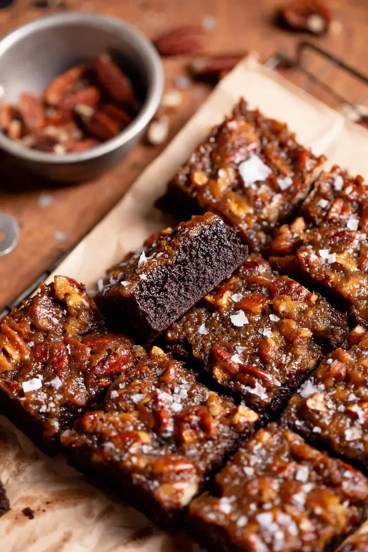 Gooey Bourbon Pecan Pie Brownies