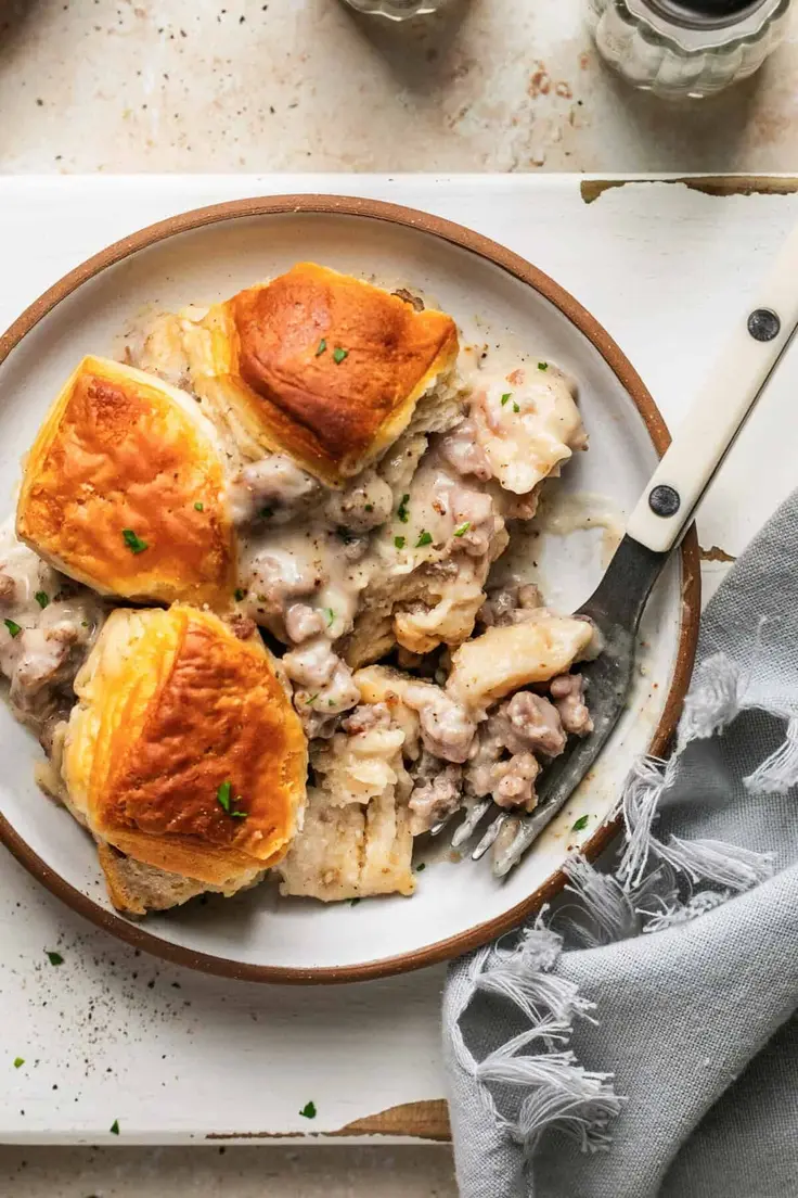 Biscuits & Gravy Breakfast Casserole
