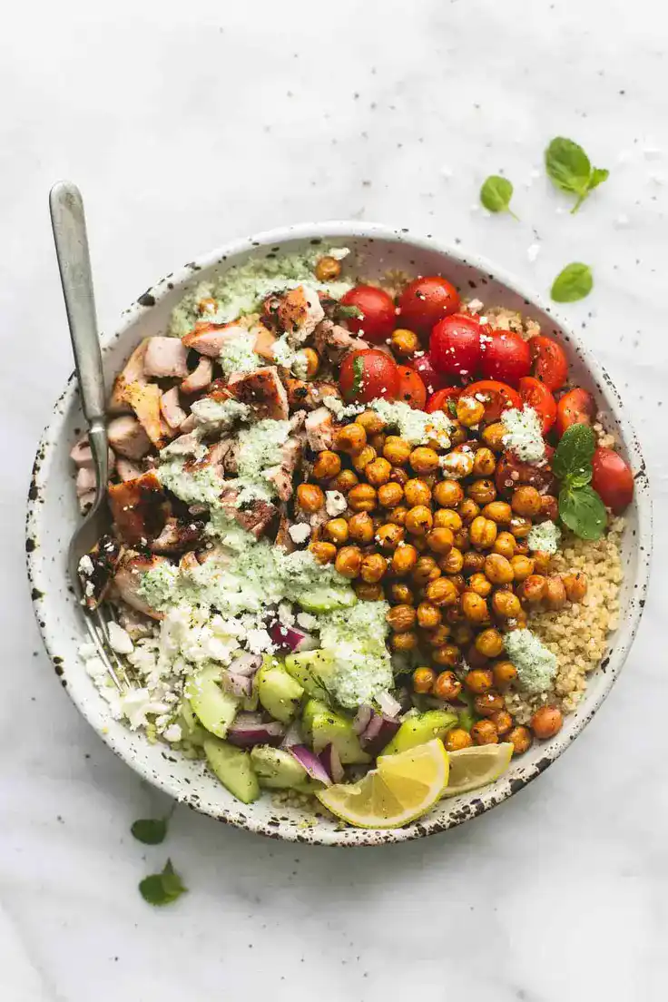 Greek Chicken Power Bowls Recipe by Le Creme De La Crumb
