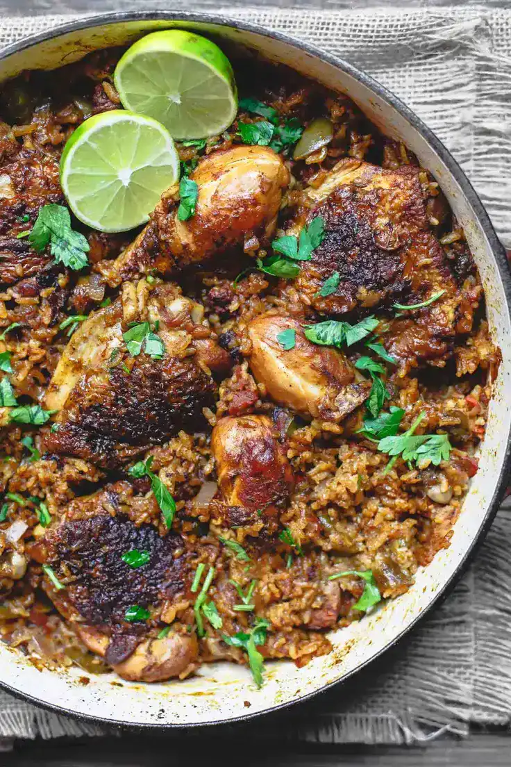One Pan Spanish Chicken and Rice Recipe by The Mediterranean Dish

