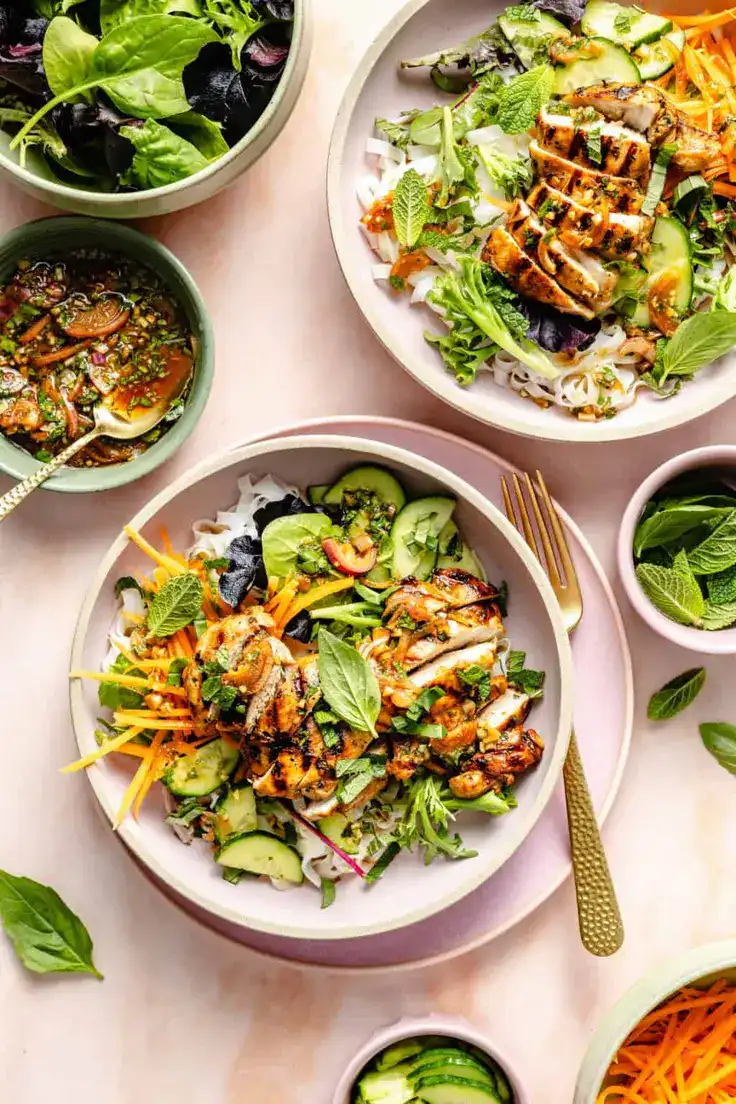 Vietnamese-Inspired Chicken & Noodle Bowls Recipe by The Defined Dish
