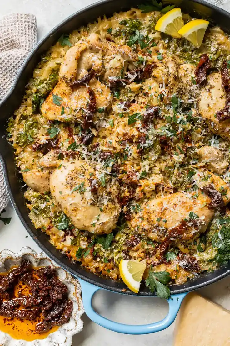 Creamy Tuscan Chicken and Rice Recipe by Kroll’s Korner
