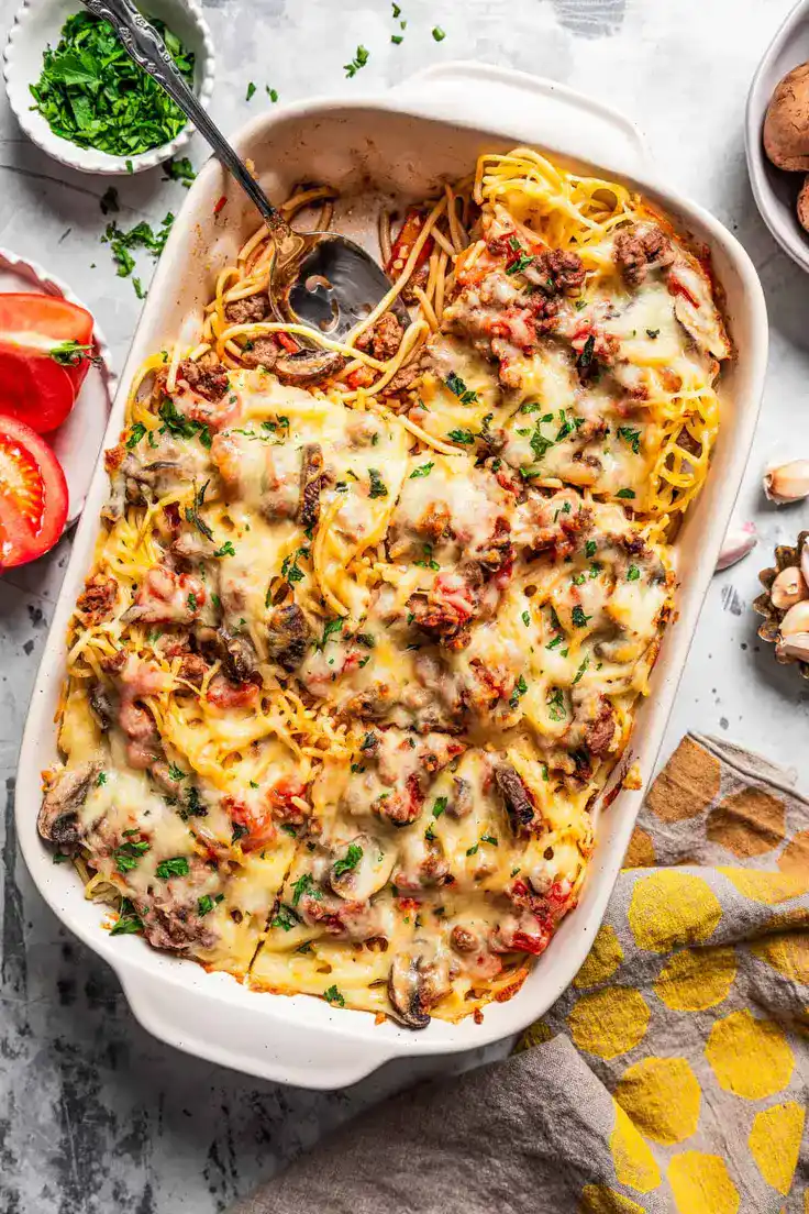Spaghetti Casserole Recipe by Diethood
