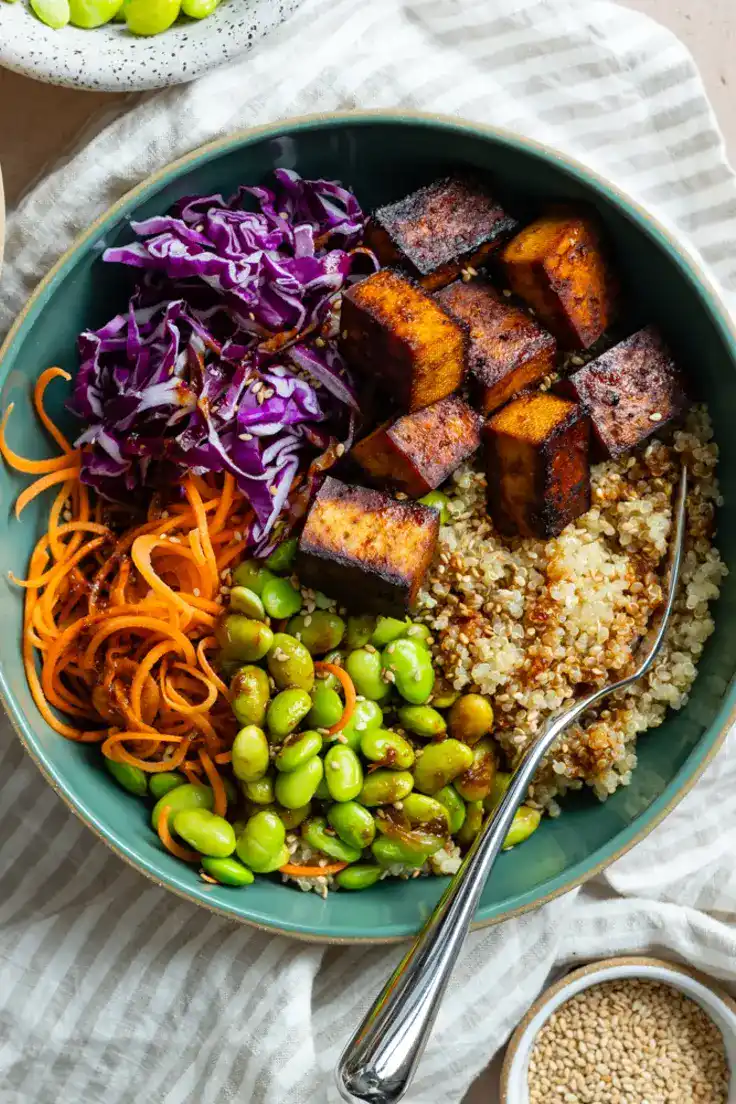 Vegan Tofu Quinoa Bowls Recipe by Daisy Beet
