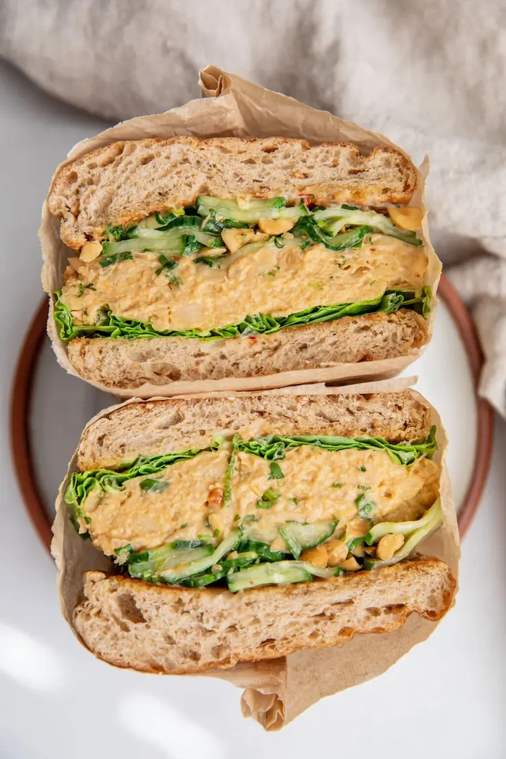 Peanut Miso Cucumber Crunch Sandwich Recipe by Plant Based RD Blog
