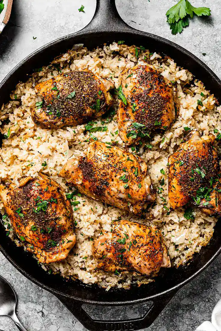 Garlic Butter Chicken and Rice Recipe by Diethood

