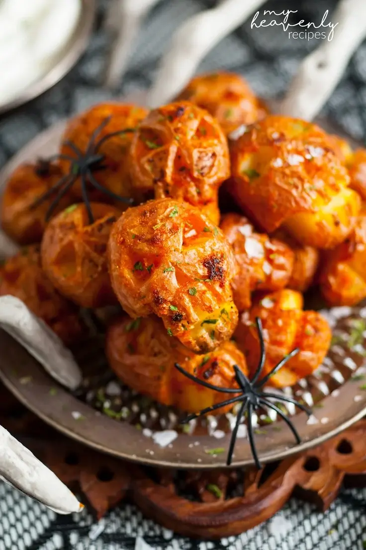 Halloween Skull Roasted Red Potatoes Recipe by My Heavenly Recipes