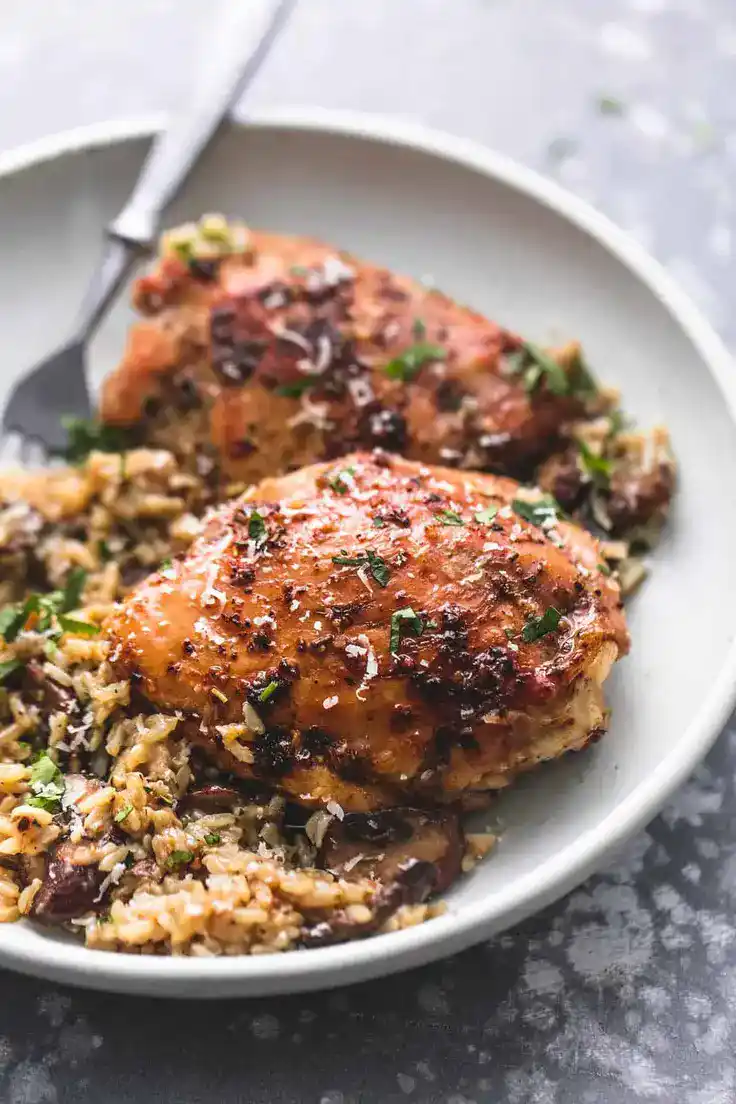 Instant Pot Parmesan Chicken and Rice with Mushrooms Recipe by Le Creme De La Crumb

