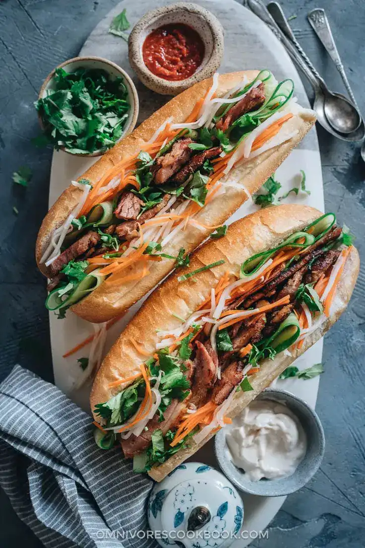 Leftover Ham Banh Mi Sandwich Recipe by Omnivore’s Cookbook
