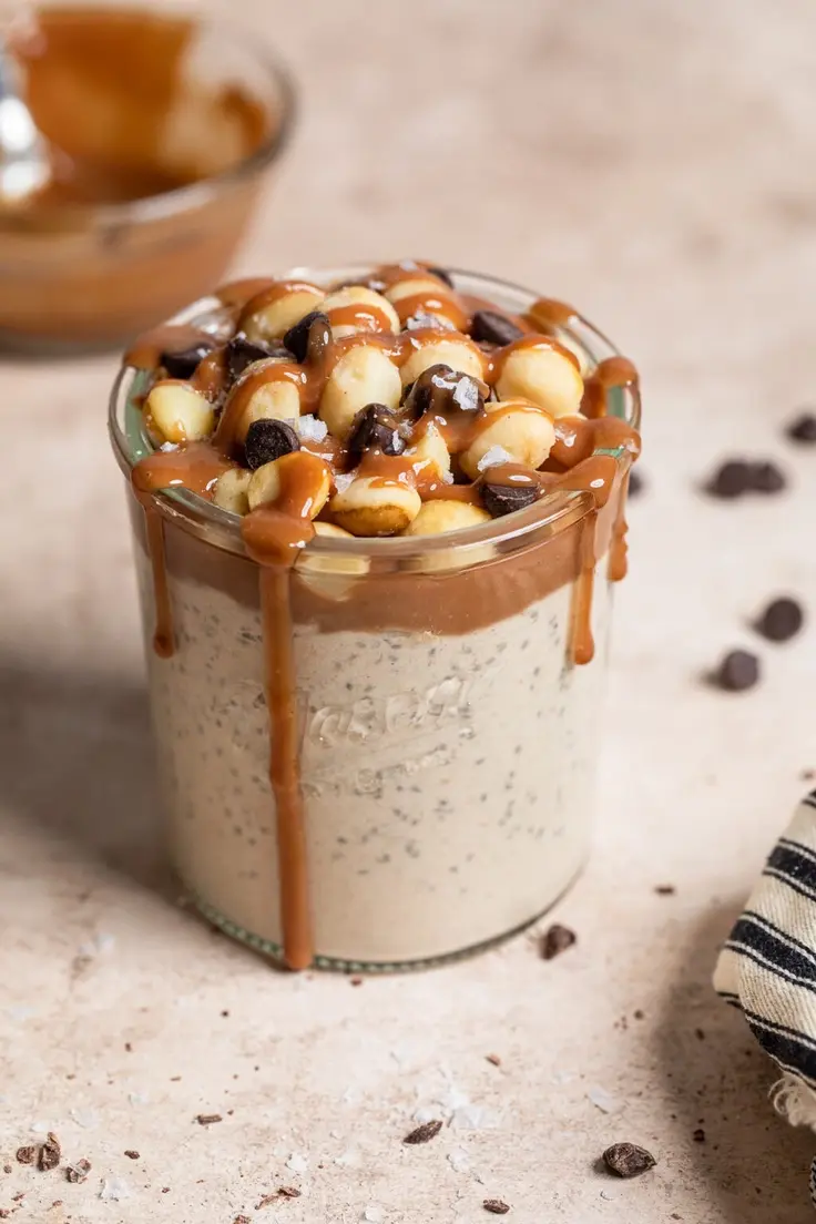 Blended Salted Caramel Overnight Oats Recipe by Make it Diary Free