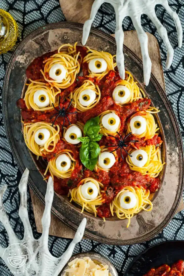 Halloween Spaghetti (Vegetarian) Recipe by Little Sunny Kitchen
