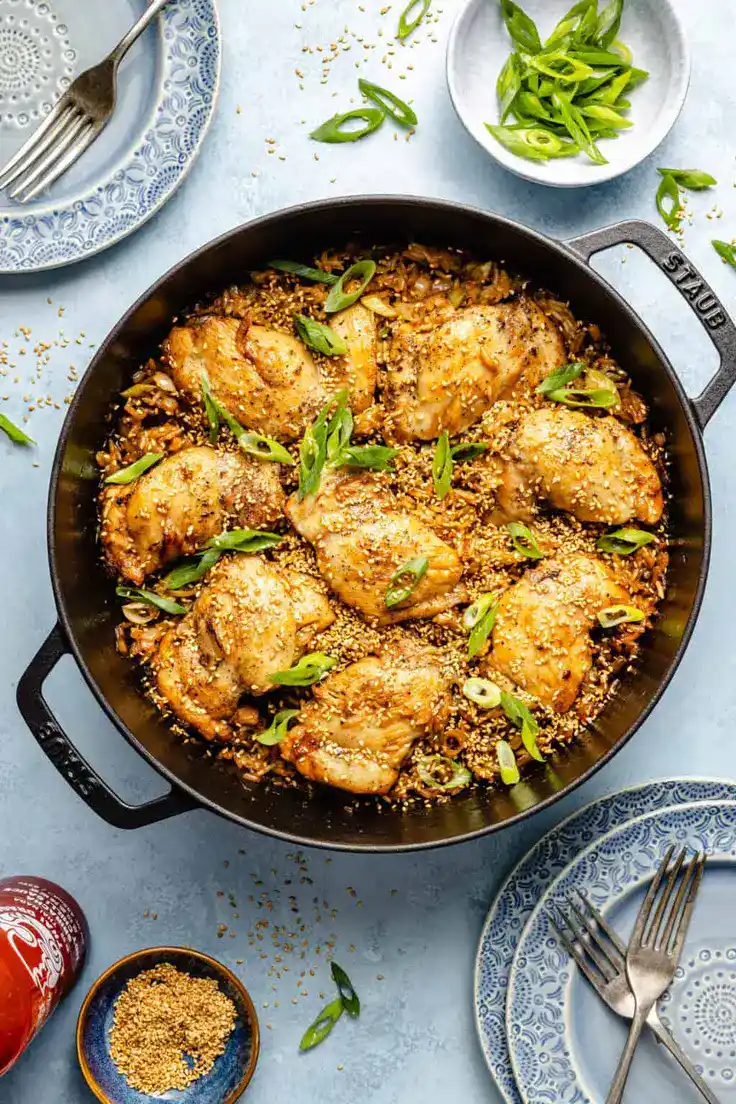 One-Pan Sesame Chicken and Rice Recipe by The Defined Dish
