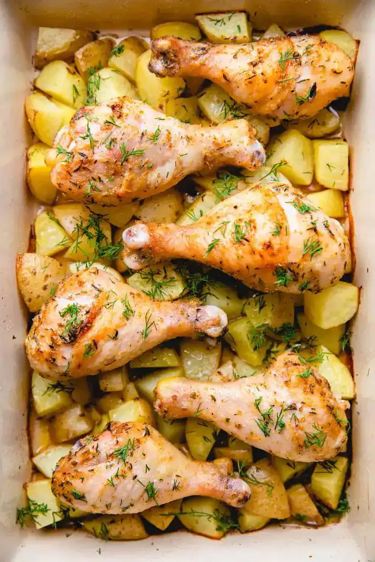 Oven Baked Chicken Legs with Potatoes Recipe by Veronika’s Kitchen
