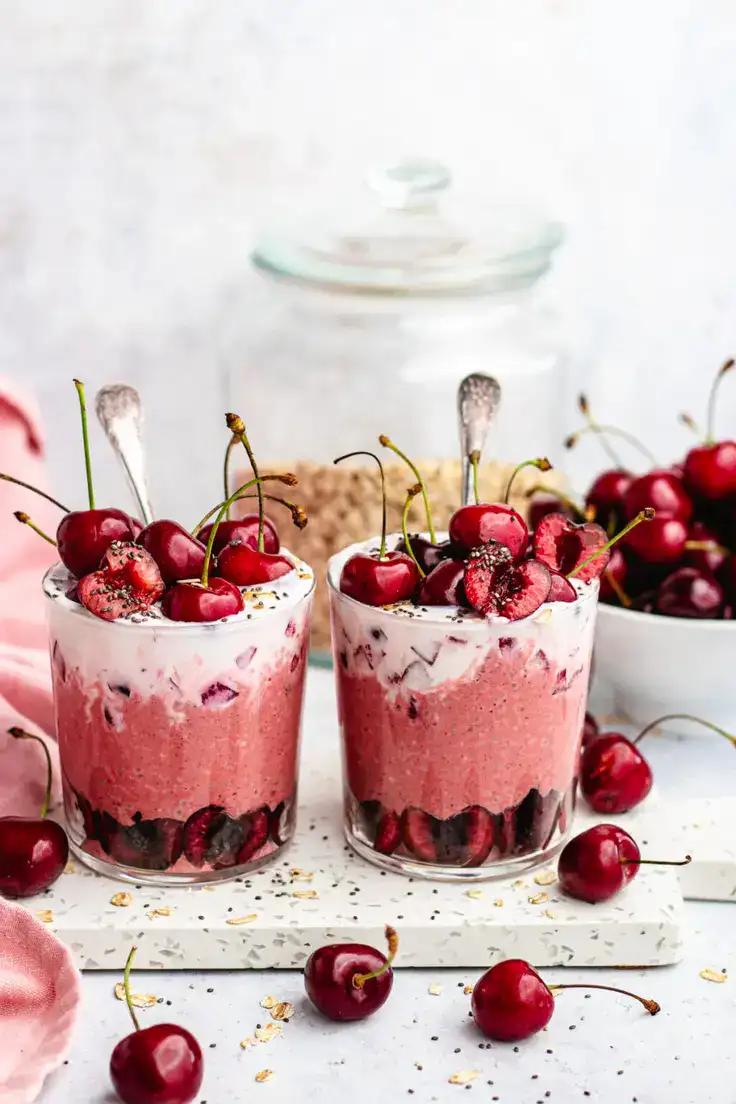 Cherry Overnight Oats Recipe by The Delicious Plate