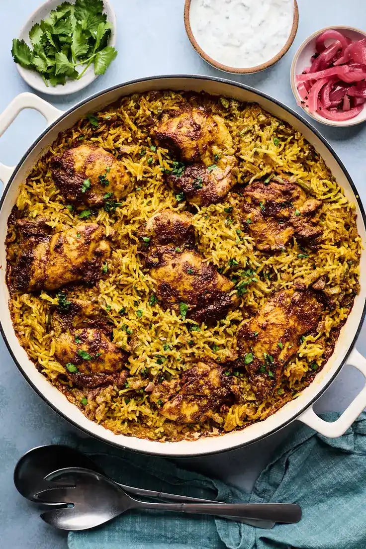 One Pan Tandoori Chicken and Rice Recipe by Olive and Mango
