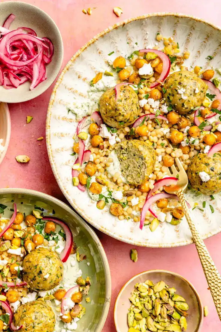 Sheet Pan Jalapeño Pistachio Chicken Meatball Bowls Recipe by Ambitious Kitchen
