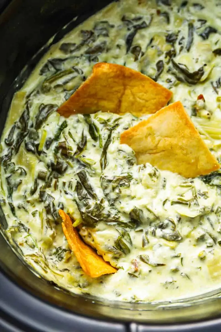 Crockpot Spinach Artichoke Dip Recipe by The Cookie Rookie

