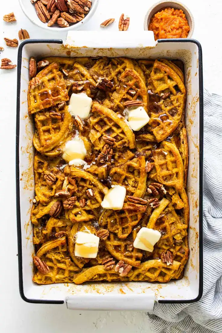 Pumpkin Waffle Casserole Recipe by Fit Foodie Finds